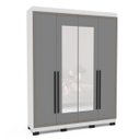 Ver imagem 2 de Roupeiro Solteiro Valência 4 Portas com Espelho 161x214cm Branco/Cinza 240851