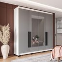 Ver imagem 1 de Roupeiro Solteiro Valência 4 Portas com Espelho 161x214cm Branco/Cinza 240851