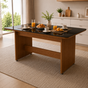 Ver imagem 1 de Mesa 160x80 em MDF Base Reta Nature Tampo Preto com Vidro Temperado