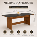 Ver imagem 4 de Mesa 160x80 em MDF Base Reta Nature Tampo Preto com Vidro Temperado