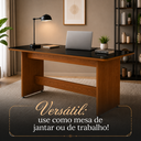 Ver imagem 2 de Mesa 160x80 em MDF Base Reta Nature Tampo Preto com Vidro Temperado