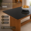 Ver imagem 3 de Mesa 160x80 em MDF Base Reta Nature Tampo Preto com Vidro Temperado