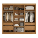 Ver imagem 4 de Roupeiro com Espelho 242cm 3 Portas 6 Gavetas Canadá Bianchi Nature Off White