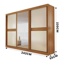 Ver imagem 3 de Roupeiro com Espelho 242cm 3 Portas 6 Gavetas Canadá Bianchi Nature Off White