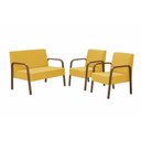 Ver imagem 1 de Conjunto Poltronas Jade Braço Madeira Suede Amarelo