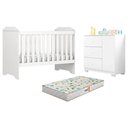 Ver imagem 1 de Berço Americano Mini Cama Mel e Cômoda Infantil Duda Branco Brilho com Colchão Gazin - Phoenix