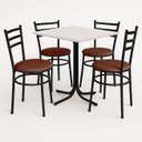 Ver imagem 1 de Conjunto Mesa Preta 70x70cm Tampo Branco com 4 Cadeiras Epoxi
