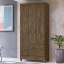 Ver imagem 2 de Guarda Roupa Solteiro 82cm 3 Portas Zeno Castanho Wood Z17 - Mpozenato