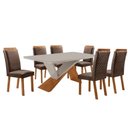 Ver imagem 1 de Mesa de Jantar Yasmin 180cm Tampo MDF Vidro Canto Copo com 6 Cadeiras Lorena