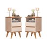 Kit 2 Mesa de Cabeceira Pés Palito 2 Gavetas - Pop - Cm - Off White/nature - 1