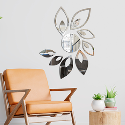 Relógio de Parede Folhas Espelho Sala Cozinha Monte Você - 1