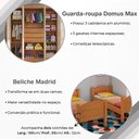 Ver imagem 5 de Kit Quarto Beliche Madrid + Roupeiro Domus Max 4 Portas 3 Gavetas com 2 Colchões - Nature/Off-White