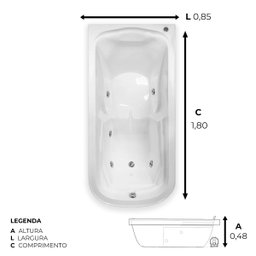 Banheira Retangular Excalibur com Hidro - 127v - 2