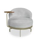 Ver imagem 3 de Poltrona Decorativa Giratória Orgânica Glamour Boucle com Mesinha Acoplada Cinza Loja Sheep