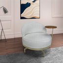 Ver mais imagens de Poltrona Decorativa Giratória Orgânica Glamour Boucle com Mesinha Acoplada Cinza Loja Sheep