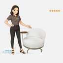 Ver imagem 5 de Poltrona Decorativa Giratória Orgânica Glamour Boucle com Mesinha Acoplada Cinza Loja Sheep