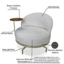 Ver imagem 7 de Poltrona Decorativa Giratória Orgânica Glamour Boucle com Mesinha Acoplada Cinza Loja Sheep
