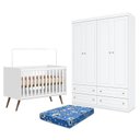 Ver imagem 1 de Berço Americano Q Encanto 3820 Retrô Branco Acetinado - Qmovi e Guarda Roupa Infantil Americano 4 Po