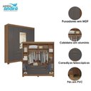 Ver imagem 3 de Guarda Roupa Casal Guarapuava 6 Portas de Bater 6 Gavetas MDP com Espelho e Cômoda Marabá Jatobá