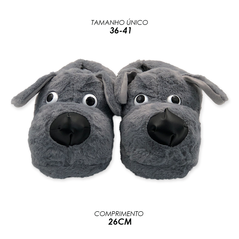 Pantufa 3D - Aquecimento e Conforto para seus Pés no Inverno Personagem:Dog Beagle Cinza - 2