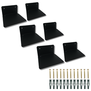 6 Suportes de Parede para Livros Design Flutuante Aço Alta Resistência Preto