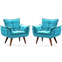 Ver imagem 1 de Kit 2 Poltronas Decorativa Opala Suede Azul Tifany - Twdecora Opalla
