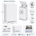 Ver imagem 2 de Cesto de Roupa com Tampa e Rodízios Organizador Multiuso Branco
