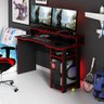 Mesa Gamer Tecno Mobili Design P/ 2 Monitores 136 cm em MDP: Preto com Vermelho - 1