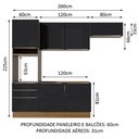 Ver imagem 4 de Armário de Cozinha Completa 260cm Rustic/Preto Lux Madesa 03