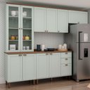 Ver imagem 1 de Cozinha Completa Iluminata 10 Portas 3 Gavetas 100% MDF com Vidro Mint/Ébano - Genialflex