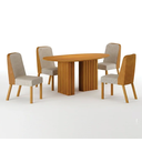 Ver imagem 2 de Mesa Isis Tampo Orgânico Mdf 1,35m S/vidro 4 Cadeiras Leifer