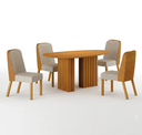 Ver imagem 2 de Mesa Isis Tampo Orgânico Mdf 1,35m S/vidro 4 Cadeiras Leifer