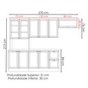 Ver imagem 3 de Cozinha Armario 4 Peças Cristaleira Balcao para Pia 270 cm Unna Branco Poliman