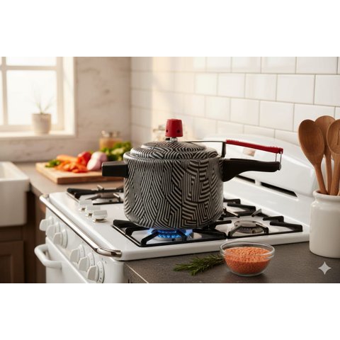 Panela de Pressão 2,5 Litros Estampada Preta Unica