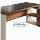 Ver imagem 2 de Mesa Diretorzinha c/ Aparador e Vidro Fumê - Pé de Madeira - 1,90x1,50m - Nogal Sevilha / Branco - 3