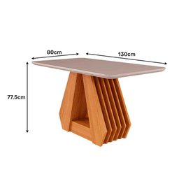 Mesa para Sala de Jantar Agata 130 x 80 cm com Tampo MDF/Vidro Cimol Nature/Off White - 4