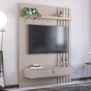 Ver imagem 1 de Painel Ripado para TV até 50 Polegadas 144,4cmx180cm 2 Portas Otto Cinza Bege Dunas
