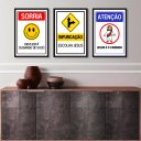 Ver imagem 1 de Kit 3 Quadros Placas Cristãs - Jesus 24x18cm:madeira Branca