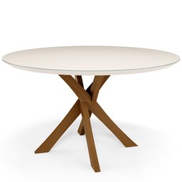 Mesa de Jantar Redonda Cora 120cm Off White M04 com 04 Cadeiras Living Suran Linho Champagne - Lyam - 5