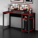 Ver imagem 1 de Mesa para Computador Gamer Espaço para 2 Monitores e Cpu Preto/vermelho
