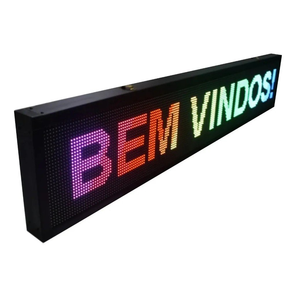 Painel Led Rgb 135x20 Letreiro Colorido Luminoso Digital Alto Brilho Wi-fi Externo