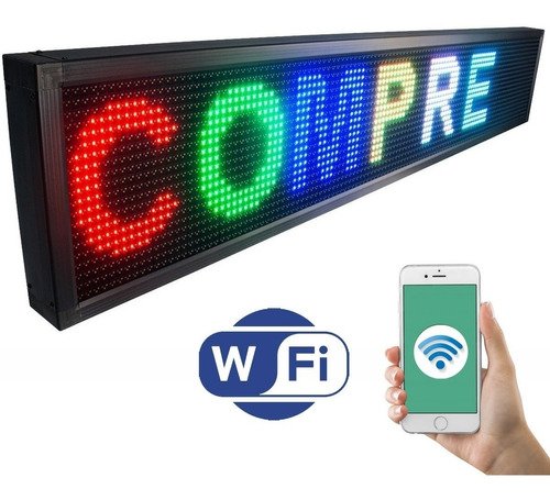 Painel Led Rgb 135x20 Letreiro Colorido Luminoso Digital Alto Brilho Wi-fi Externo - 2