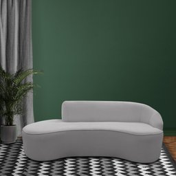 Sofá Curvo 03 Lugares 180cm Braço Esquerdo Eron Bouclê Cinza Claro - Nexta Casa - 2