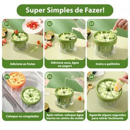 Forma Molde Fazer Picolé Sorvete 8 Palitos Reutilizável Verde - 3