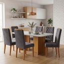 Ver imagem 2 de Conjunto Sala de Jantar Mesa 1,60m com Vidro Montreal 6 Cadeiras Bele