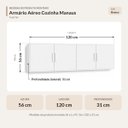 Ver imagem 2 de Armário Aéreo Cozinha Manaus 4 Portas Branco Formimóveis