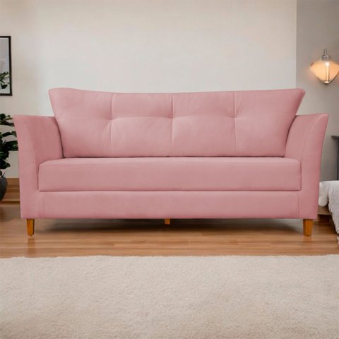 Sofá Isis 3 Lugares Pés de Madeira Encosto com Fibra Veludo - Estopar