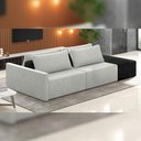 Ver imagem 2 de Sofá Ilha Modular para Sala 252cm com Puff Dublin K01 Linho Cinza e Sintético Preto - Lyam Decor