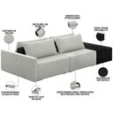 Ver imagem 4 de Sofá Ilha Modular para Sala 252cm com Puff Dublin K01 Linho Cinza e Sintético Preto - Lyam Decor