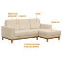 Ver imagem 3 de Sofá Living 200cm 3 Lugares com Chaise Direito Kayrós D05 Suede Bege - Mpozenato